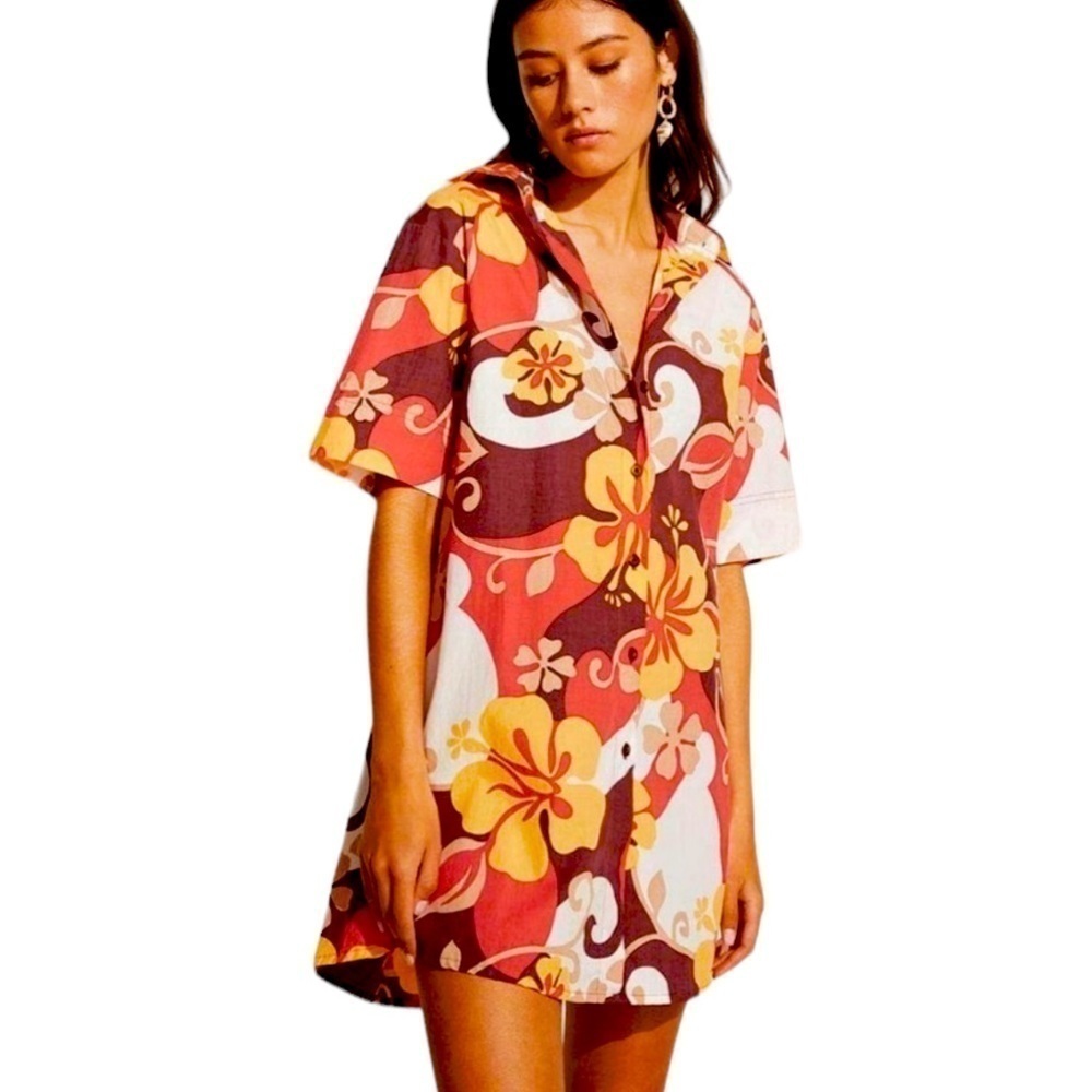 NEW FAITHFULL THE BRAND Tropicana Dress in Ulani Print Floral Cotton Size Small